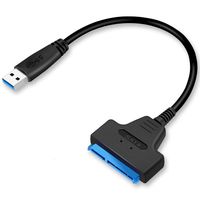 LWS USB 3.0 SATA Cable Adapter, 2.5 Inch SATA to USB 3.0 Cable 22 Pin 7+15 HDD/SSD Cord Support UASP 275MM,(Black)