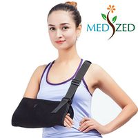 MEDIZED® Arm Sling with Thumb Support Dislocated Shoulder for Broken Arm Immobilizer Wrist Elbow Support Ergonomic, Lightweight, Breathable Mesh, Split Strap - Suits both Men & Women, One size (Adult)