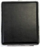 Eclipse Crushproof Leather Wrapped Metal Cigarette Case Wallet, 100s, Assorted Colors, 3101L20-1 (Black)