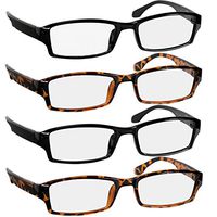Reading Glasses 1.5 2 Black & 2 Tortoise Fashion Readers for Men & Women - Spring Arms & Dura-Tight Screws Have a Stylish Look and Crystal Clear Vision When You Need It!
