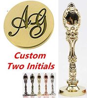 MNYR Vintage 250 Design Custom Wedding Sealing Wax Seal Stamp Kit Name Date Letter Monogram Gold Handle Invitation Christmas Gift Wrap Package Customize Personalized Logo Words Wax Seal Stamp Set