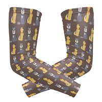 Yellow Dogs and Grey Cats with Bowl Unisex Arm Sleeve,UV Protection Arm Compression Sleeve, Skin Protection Sport Arm Cooler Sleeve for Running Hiking Jogging Motorcycling Climbing Camping