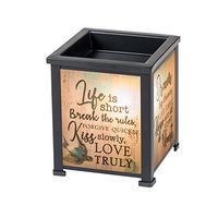 Elanze Designs Life Dream Hope Heart Black Metal Electrical Wax Tart and Oil Glass Lantern Warmer