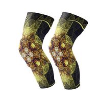 LORVIES Fractal Yellow Knee Brace, Knee Compression Sleeve Support for Running, Arthritis, Meniscus Tear, Sports, Joint Pain Relief and Injury Recovery