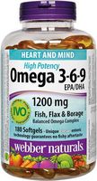 Webber Naturals Omega 3-6-9 High Potency 1200 mg · Fish, Flax & Borage, 180 softgels