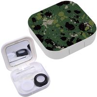 Portable Contact Lens Case Box Travel Kit Mirror + Bottle + Tweezers Container Holder [ Splatter Camouflage ]