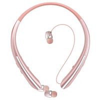 Joyphy Bluetooth Retractable Headphones Wireless Earbuds Neckband Headset Sports Sweatproof Earphones with Mic for iPhone 11 (15 Hour Play Time, Rose Gold)