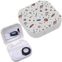 Portable Contact Lens Case Box Travel Kit Mirror + Bottle + Tweezers Container Holder [ Cartoon Astronomy ]