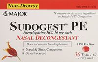 Sudogest PE Generic for Sudafed PE Nasal Decongestant Phenylephrine HCl 10mg Tablets t 6 Packs of 36-count Total 216 Tablet