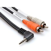 Hosa CMR-206R Right Angle 3.5 mm TRS to Dual RCA Stereo Breakout Cable, 6 Feet