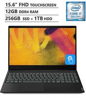 Lenovo Ideapad S340 15.6" Full HD IPS Touchscreen Laptop, Intel Core i7-8565U Processor up to 4.60GHz, 12GB RAM, 256GB PCIe NVMe M.2 SSD + 1TB HDD, Wireless-AC, Bluetooth, Windows 10, Onyx Black