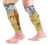 LEVEIS African Women in Mountain Landscape Calf Compression Sleeves 1 Pair, Leg Performance Support for Shin Splint Calf Pain Relief Men & Women Guards Sleeves for Running Cycling