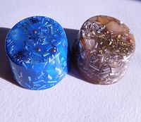 Small Tower Buster Crystal Orgone Generator Energy Accumulator 528Hz/7.83Hz/Advance Harmonics Many Beautiful Ingredients and Colors!! (1 Tru Blue 1 B. Gold)