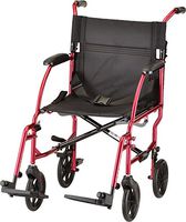 NOVA Ultra Lightweight Transport Chair, Weighs Only 18.75 lb, Compact for Travel, Red