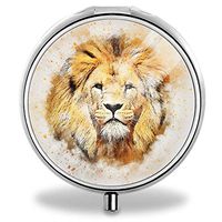 FEDDIY Lion King Paintings Round Silver Medicine Box 2.1 inch, Storage Box