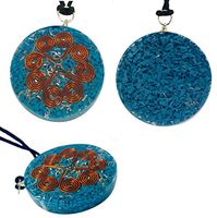 Orgonite Pendant Turquoise Heart Cooper Coil Orgone Gemstone Disc Reiki Spiritual Generator Energy Accumulator EMF Protection 2 inch