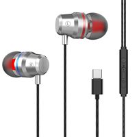 rabate for Type-C Wired Earphones Bilateral Stereo in-Ear Wire Control Metal Headset Headphones