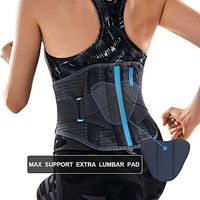 T TIMTAKBO Lower Back Brace W/Removable Lumbar Pad for Men Women Herniated Disc,Sciatica,Scoliosis,Waist Pain, Lumbar Support Belt (Gray/Blue, S/M)