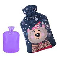 2L Purple Color Hot Water Bottle + Cute Bear Style Fleece Cover (Random Bag)