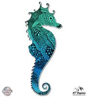 GT Graphics Seahorse Colorful Aquamarine - 5" Vinyl Sticker - for Car Laptop I-Pad - Waterproof Decal