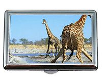 Cigarette Case Box,Wildlife Animal Zebra Giraffe Stainless Steel Card Holder