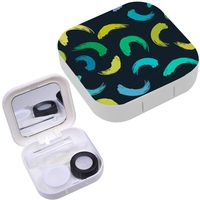 Portable Contact Lens Case Box Travel Kit Mirror + Bottle + Tweezers Container Holder [ Stylish Lines ]