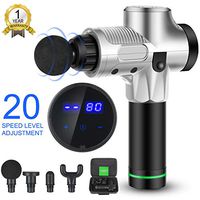 TINIOO Handheld Percussion Massage Gun - Deep Tissue Massager for Sore Muscle.Quiet Powerful 4 Electric Massage Heads Provides Full Body Relief for Muscle Ache, Pain, Tension (Silver)