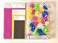 Made in Italy Elegant Mixed Colors 30 Gift Bags with 30 Bows in Ricebean Design - Self-Sealing Adhesive Flap