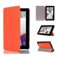 Fashionable Amazon Kindle ipad/tablet Case, Vovomay New Style Tri-Fold Leather Stand Case Cover for Amazon Kindle Fire 7" inch (2015 Edition) (Orange)