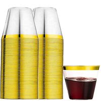 Gold Plastic Cups - 100PK - 9oz Beautiful Elegant Party, Wedding, Holiday, Celebration Disposable Gold Cup by Precision Elegance