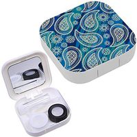 Portable Contact Lens Case Box Travel Kit Mirror + Bottle + Tweezers Container Holder [ Paisley Tribal Art ]