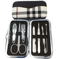 Nail Clipper Travel Set 7 in 1 Manicure Pedicure Kit Nail Scissors Grooming Travel Case Tools Nail File Swing Out Nail Cleaner Ear Pick Tweezers Popular Gifts for Men & Women (Silver)