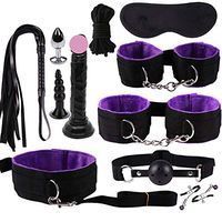 BATEER 11PCS/Set Multi-Type Six-Toys Amal Plug Handscuff Bondage Gear Set for Adult Games