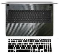 Black Carbon Fiber Wrist Palmrest Skin with Trackpad Cover+ US Layout Black Keyboard Protector for Dell Inspiron 15-5000 Series (Model 15-5559)