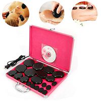 NOPTEG 20PCS Natural Black Massage Stones Hot Spa Rock Basalt Stone w/Heater Box, Hot Stone Massage Kit, Hot Stone Massage Warmer