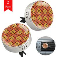 Plaid Orange Car Aromatherapy Essential Oil Diffuser Crystal Glass Air Freshener Vent Clip Locket with 4 Refill Pads Silver metal Car Diffuser for Aromatherapy 34mm