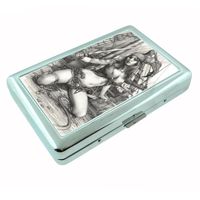 PIRATE PIN-UP GIRL SAVAGE, GREAT CLEAVAGE! Metal Silver Cigarette Case Holder Box D-458