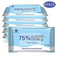 75% Soft Hand Wipes Travel Large Wet Wipes, Suitable for Family All Daily Protection (6 Packs, 60 Pcs)