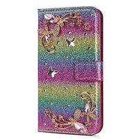 Amocase Glitter Case with 2 in 1 Stylus for Samsung Galaxy S9 Plus,Luxury Diamond 3D Crystal Butterfly Flower Magnetic Wallet Leather Stand Case for Samsung Galaxy S9 Plus - Gradient Pureple