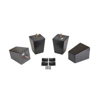 ProFurnitureParts 5" Inch Espresso Finish Square Tapered Wood W/Anti Skid Pads and Leg Plates Set of 4