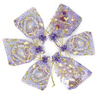 Outdoorfly 50PCS Organza Gift Bags Drawstring,4x6 Inches Jewelry Pouches Drawstring Bag,Heart Printed Mesh Bags,Wedding Party Christmas Favor Baby Shower Bags,Candy Chocolate Sample Bags(Purple Heart)