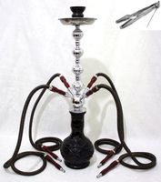 Hookah 26" Black 4 hose shisha nargila bars hookas nargile glass water Vase set