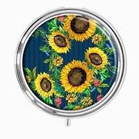 Youroom Sunflowers big and small with green leaves Custom HOT Sales Stainless Steel Round Pill Box Medicine Vitamin Organizer Holder Decorative box
