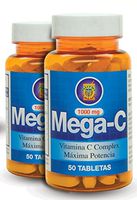Vitamina C de alta Potencia (1000mg) Set de 2 frascos con Rosa Mosqueta y Bioflavonoides para evitar resfríos y fortalecer defensas.