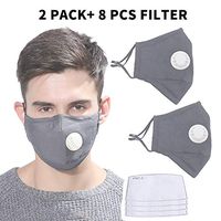 Bangni Reusable Face Mássk with Filters Breather Valve for Adults w/4Replacement Filters,Dustproof 口罩 Windproof PM2.5 Cotton Masque Mouth Protection for Germs Virüs Coronávirùs Flü (gray 2PC)