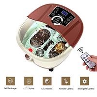 Electric Foot Spa Massage with Heating, Oxygen Bubbles and High-Frequency Vibration Massage, Foot Spa Machine Adjustable Time & Temperature (Brown)