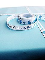Mubarak It's A Boy Blue Girl Pink Satin Ribbon for Gift Wrapping Newborn Gift Idea Islamic Theme (Blue)
