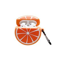 BONTOUJOUR AirPods Case, Super Cute Creative Beautiful Stimulated Fresh Fruit Shape AirPods Case, Soft Silicone Earphone Protection Skin for AirPods1&2 +Hook- Orange