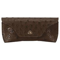 Leather Glasses Case, Genuine Ostrich Leather, Leather Lined, Brown