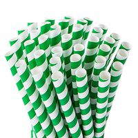 Webake Extra Wide Green Paper Straws Biodegradable 0.4 Inch Smoothie Straws, Bulk 100 Pack Green Striped Jumbo Drinking Straws, Christmas Decorations Great for Smoothies, Bubble Tea, Milkshake